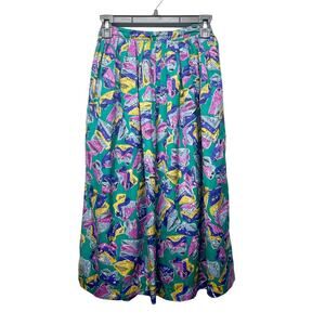 Viva You Womens Vintage A Line Pleated High Waisted Midi Skirt Size Medium Lined